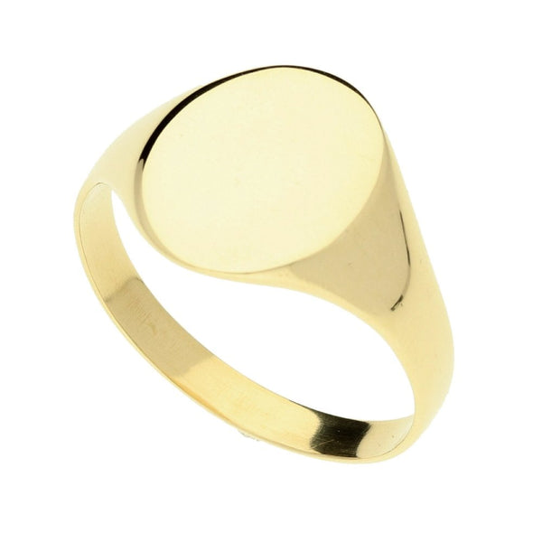 9ct Yellow Gold Gents Oval Signet Ring - 4.5g