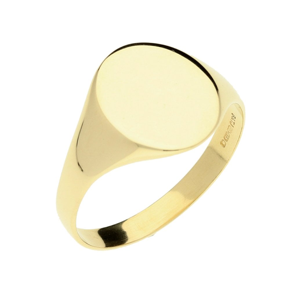 9ct Yellow Gold Gents Oval Signet Ring - 4.5g