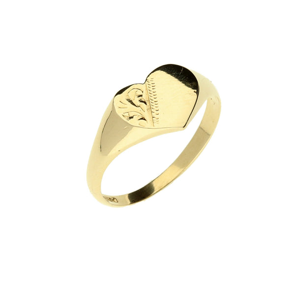 9ct Gold Heart Signet Ring - 1.6g