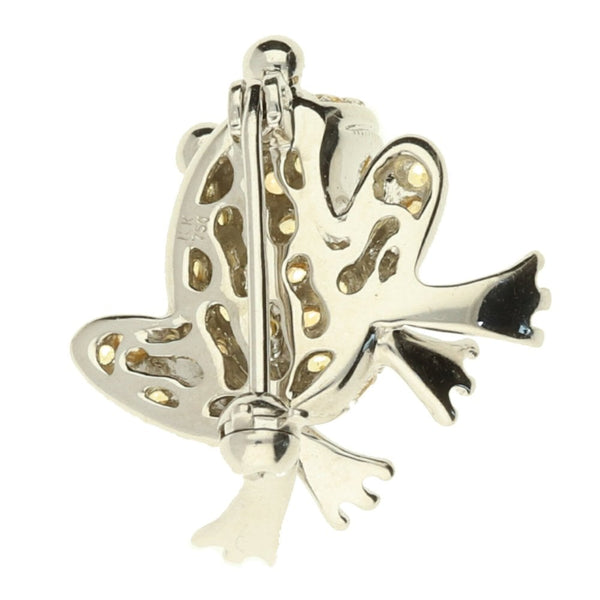 18ct White Gold Yellow Sapphire & Diamond Frog Brooch