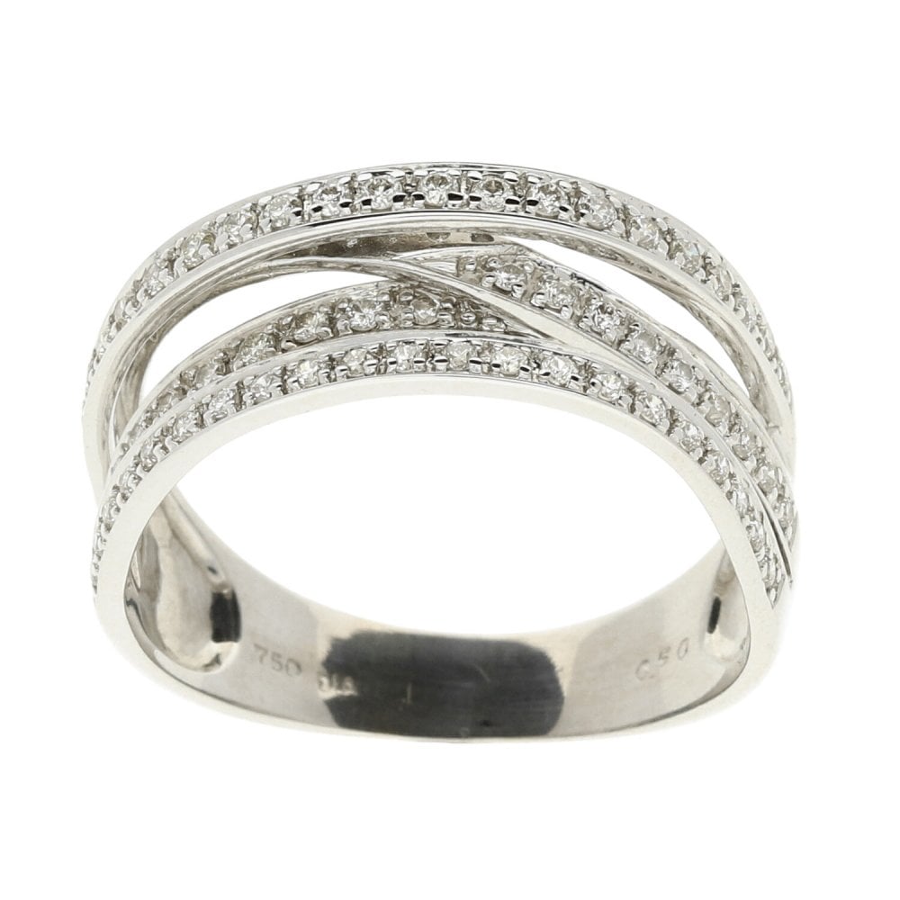 18ct White Gold Diamond Crossover Ring - 0.50ct