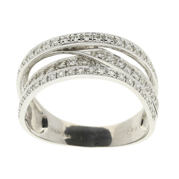 18ct White Gold Diamond Crossover Ring - 0.50ct