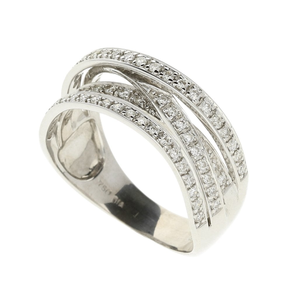 18ct White Gold Diamond Crossover Ring - 0.50ct