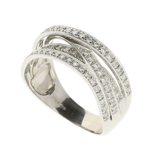 18ct White Gold Diamond Crossover Ring - 0.50ct