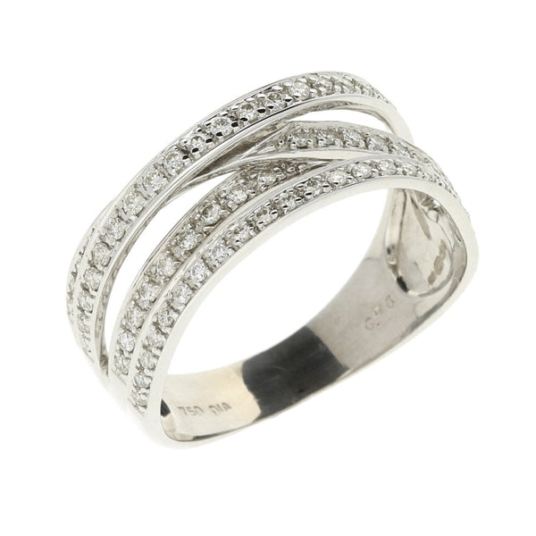 18ct White Gold Diamond Crossover Ring - 0.50ct