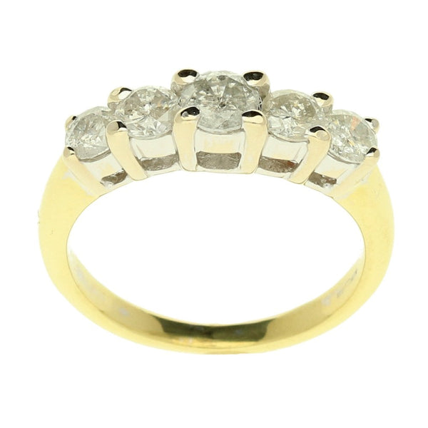 18ct Yellow Gold 5-Stone Diamond Ring - 1.07ct