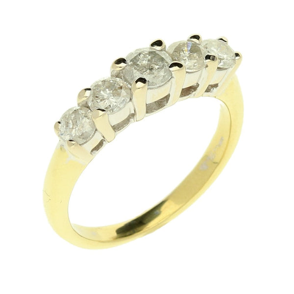 18ct Yellow Gold 5-Stone Diamond Ring - 1.07ct