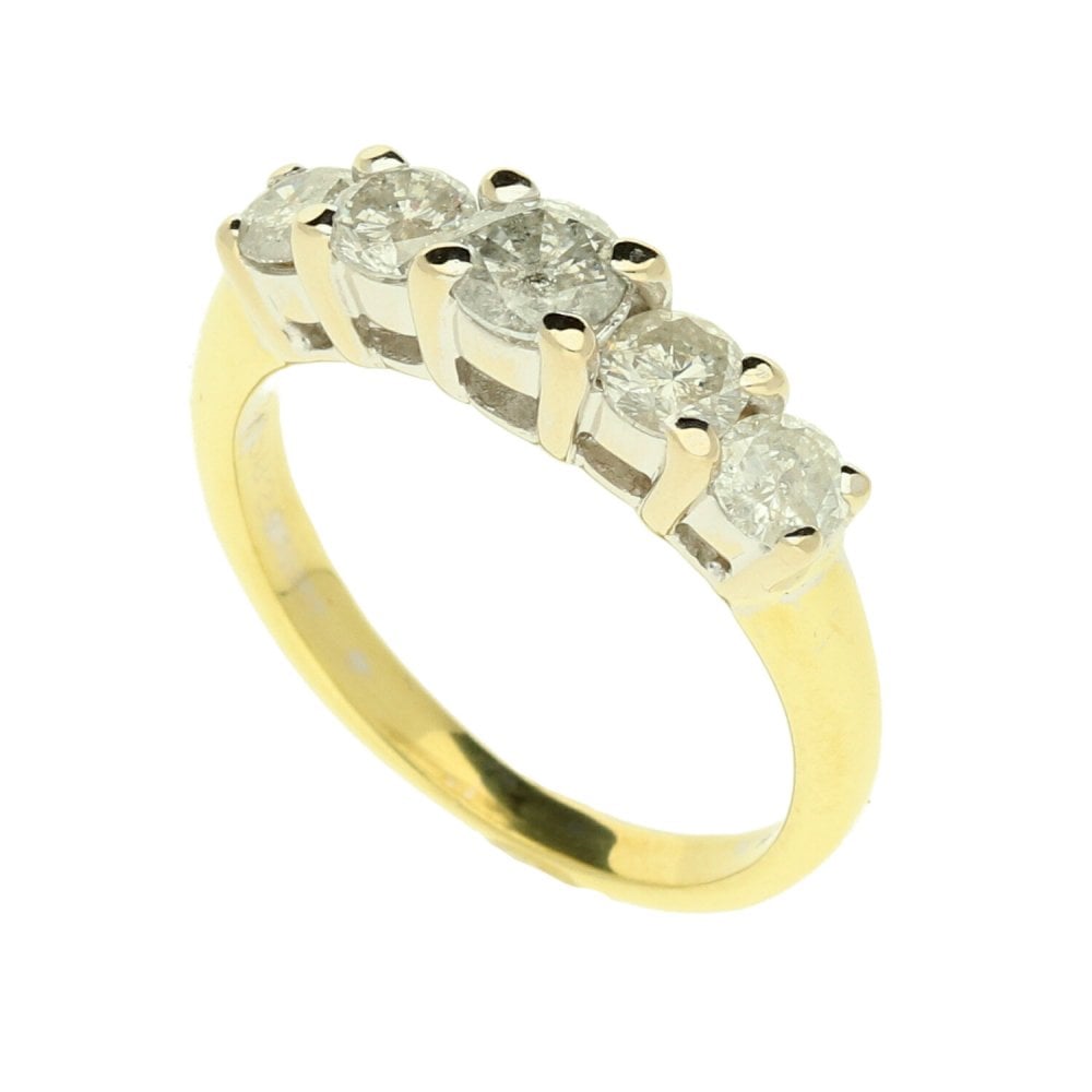 18ct Yellow Gold 5-Stone Diamond Ring - 1.07ct
