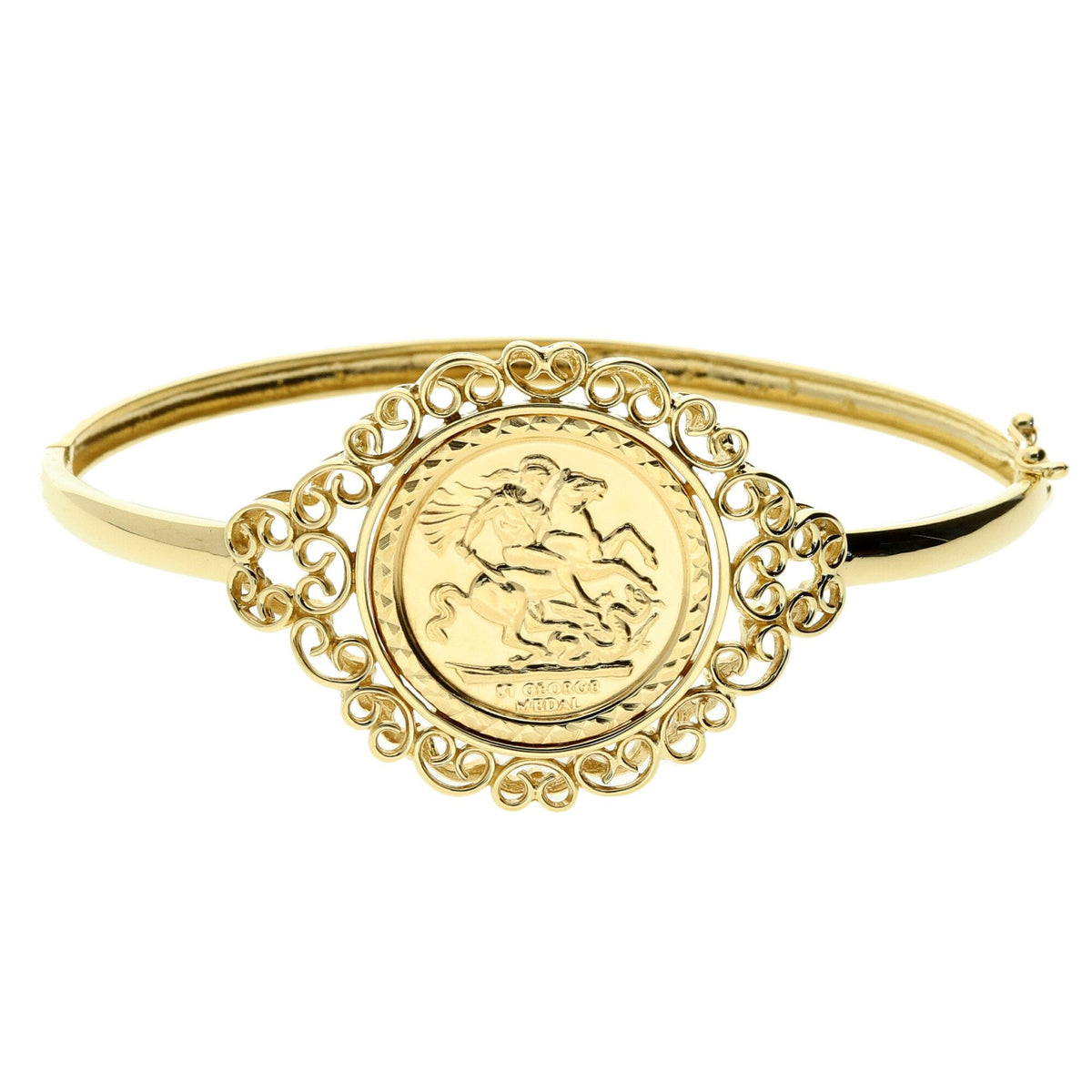 9ct Yellow Gold St George Bangle - 11.5g