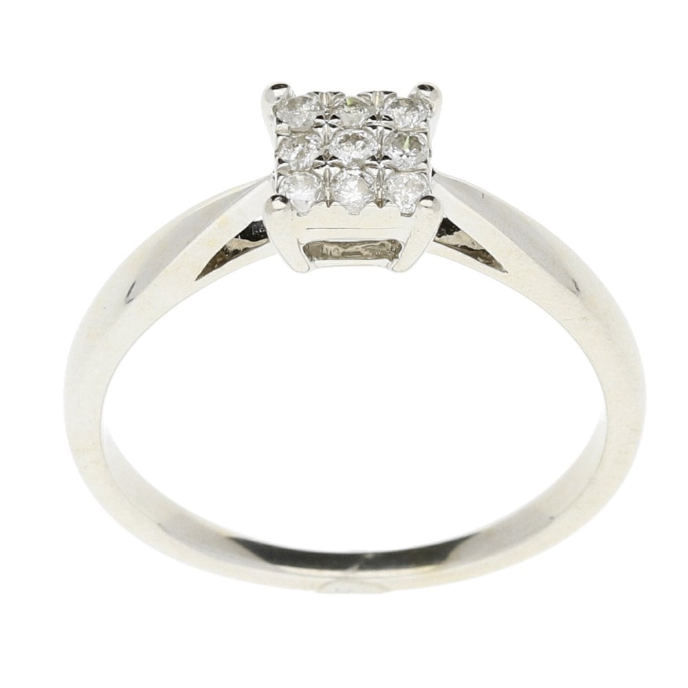 18ct White Gold Diamond Cluster Ring - 0.14ct