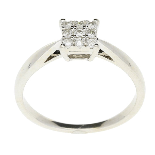 18ct White Gold Diamond Cluster Ring - 0.14ct
