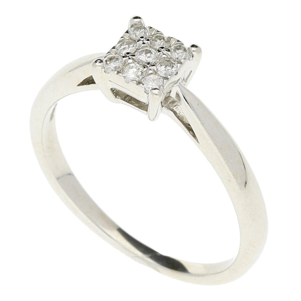 18ct White Gold Diamond Cluster Ring - 0.14ct