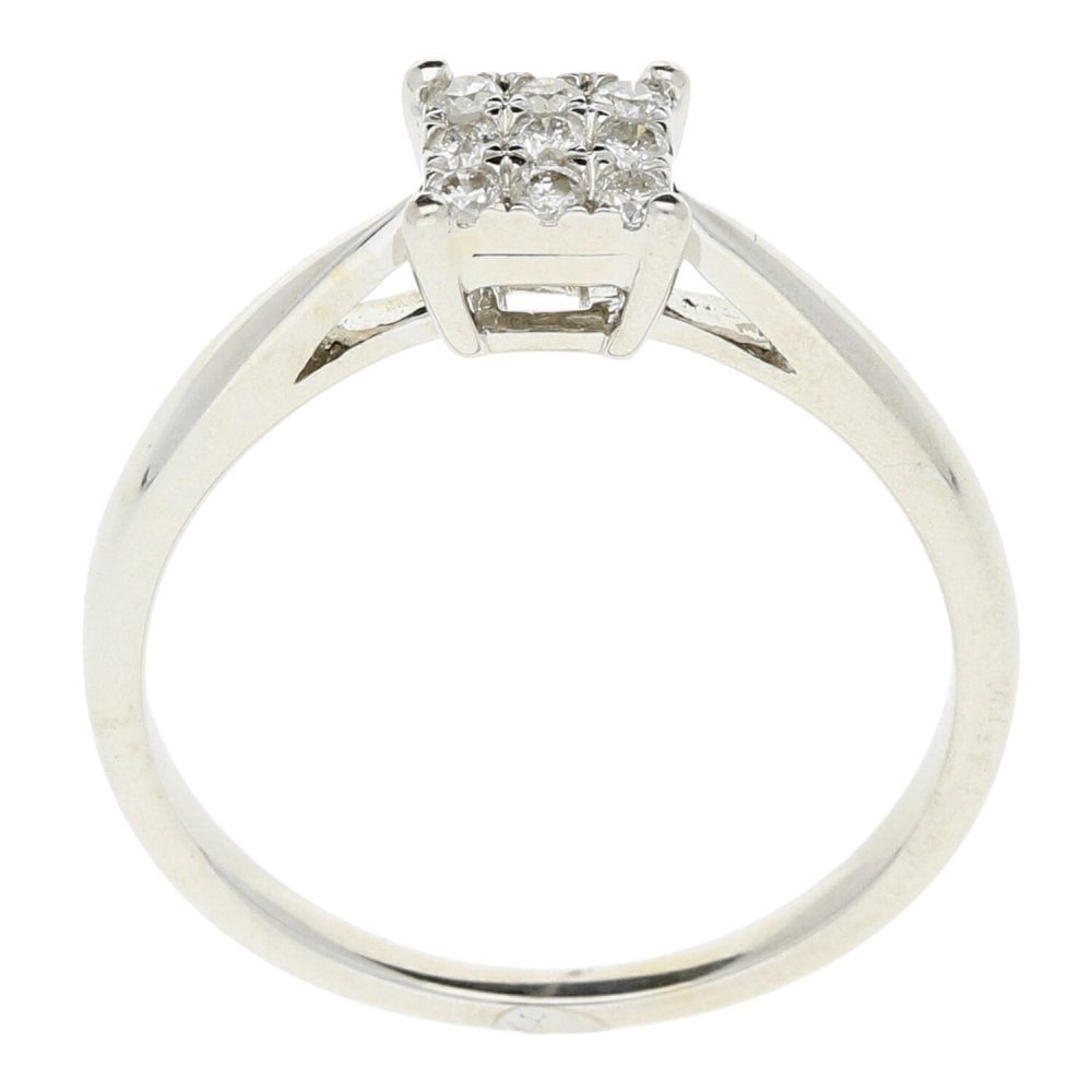 18ct White Gold Diamond Cluster Ring - 0.14ct