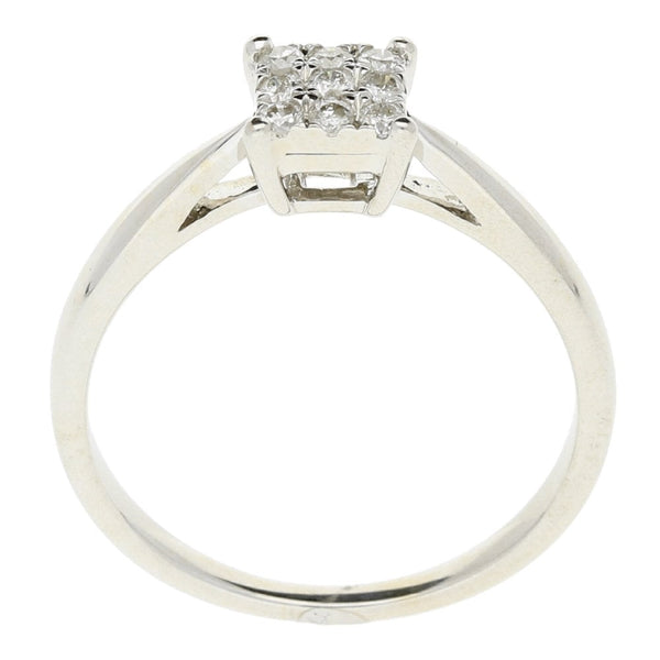18ct White Gold Diamond Cluster Ring - 0.14ct