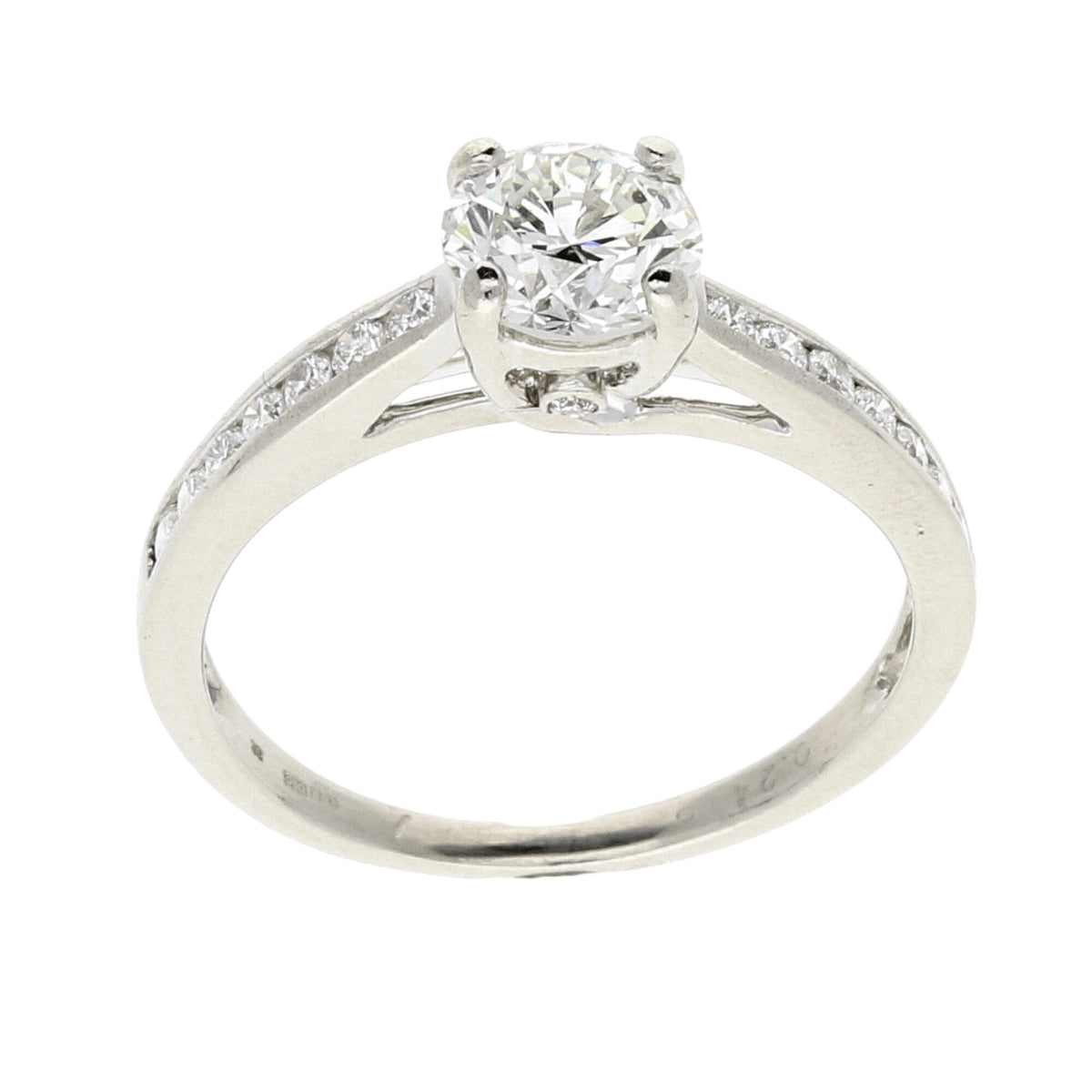 Platinum Engagement Ring - Diamond Shoulders - 1.04ct