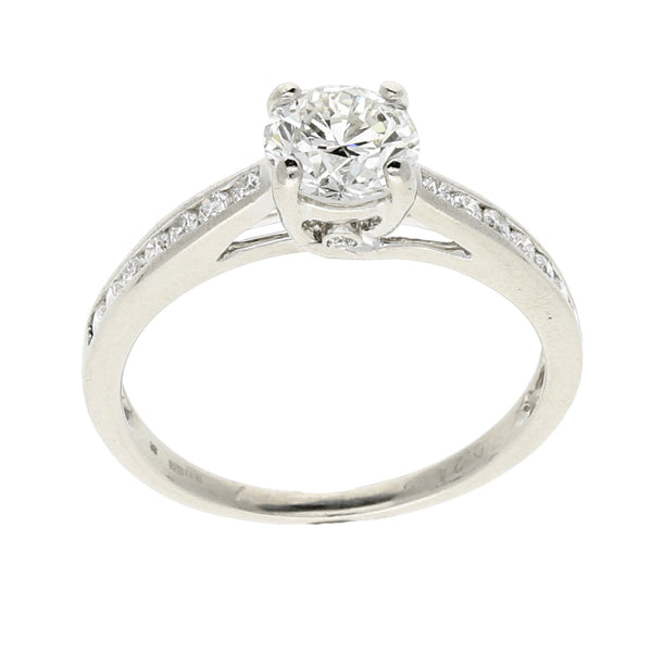 Platinum Engagement Ring - Diamond Shoulders - 1.04ct