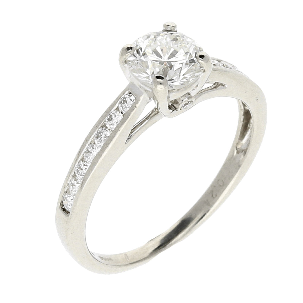 Platinum Engagement Ring - Diamond Shoulders - 1.04ct
