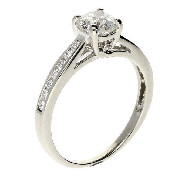 Platinum Engagement Ring - Diamond Shoulders - 1.04ct