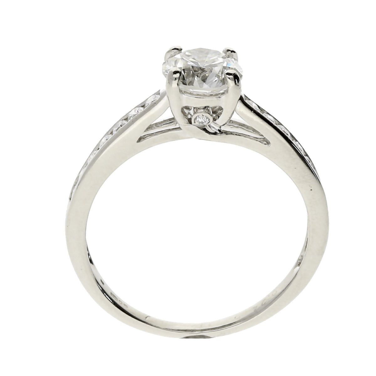 Platinum Engagement Ring - Diamond Shoulders - 1.04ct