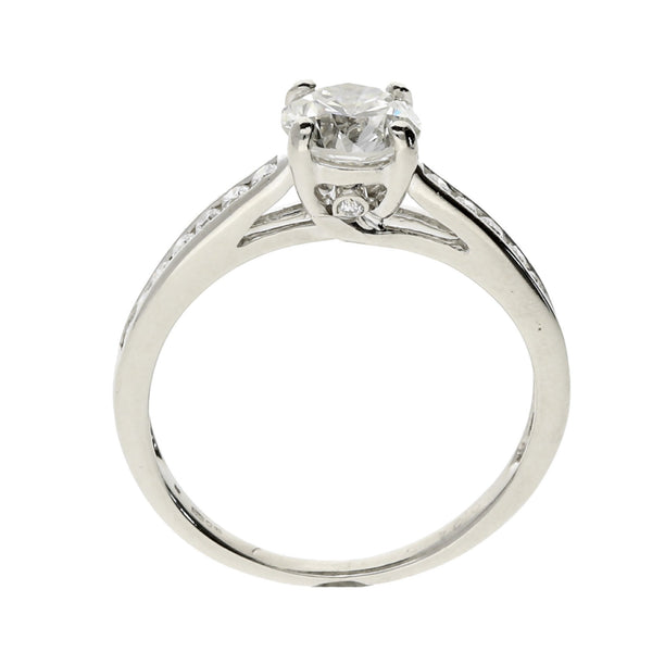 Platinum Engagement Ring - Diamond Shoulders - 1.04ct