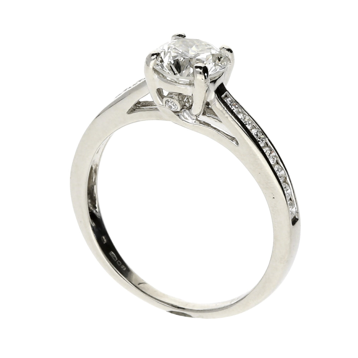 Platinum Engagement Ring - Diamond Shoulders - 1.04ct
