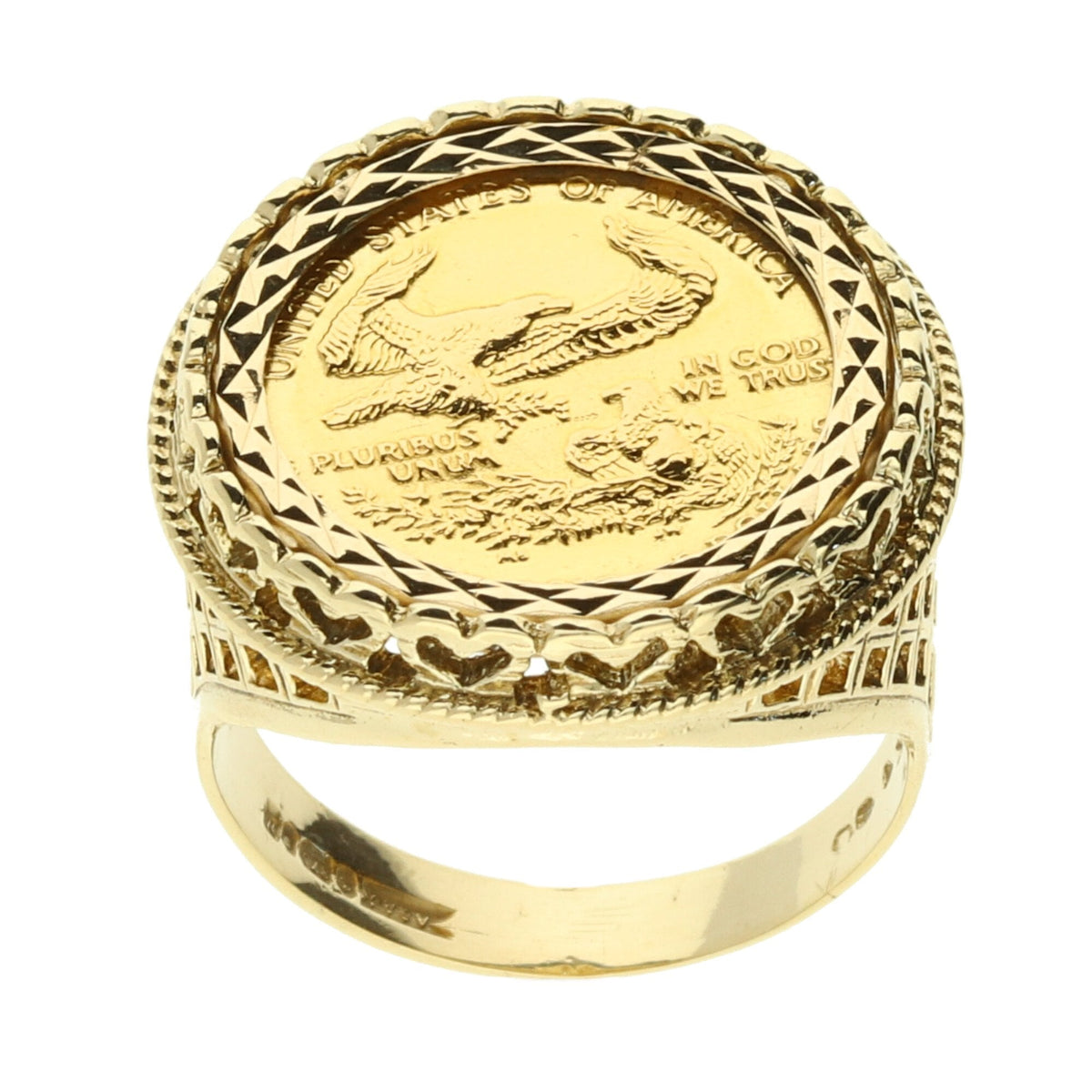 9ct Yellow Gold Dollar Eagle Ring - 7.8g