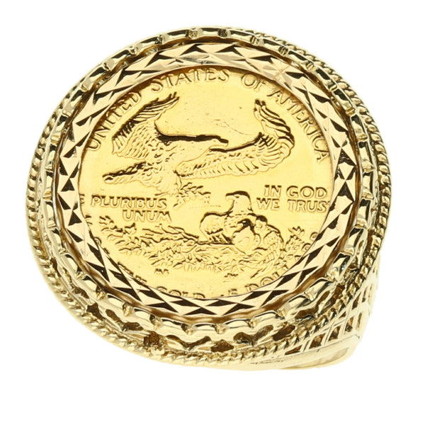 9ct Yellow Gold Dollar Eagle Ring - 7.8g