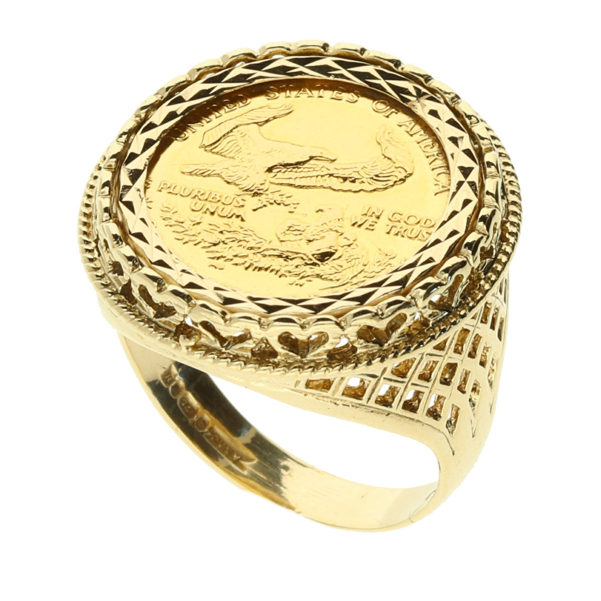 9ct Yellow Gold Dollar Eagle Ring - 7.8g