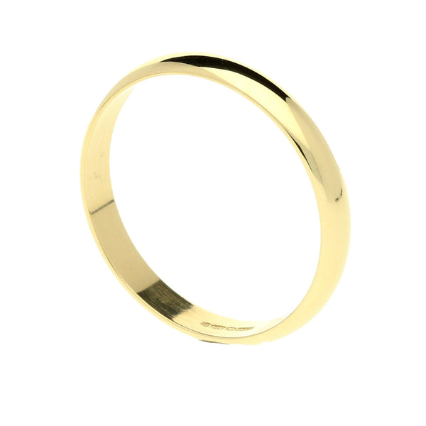 Ladies 9ct Yellow Gold 3mm D Shape Wedding Ring - 1.7g