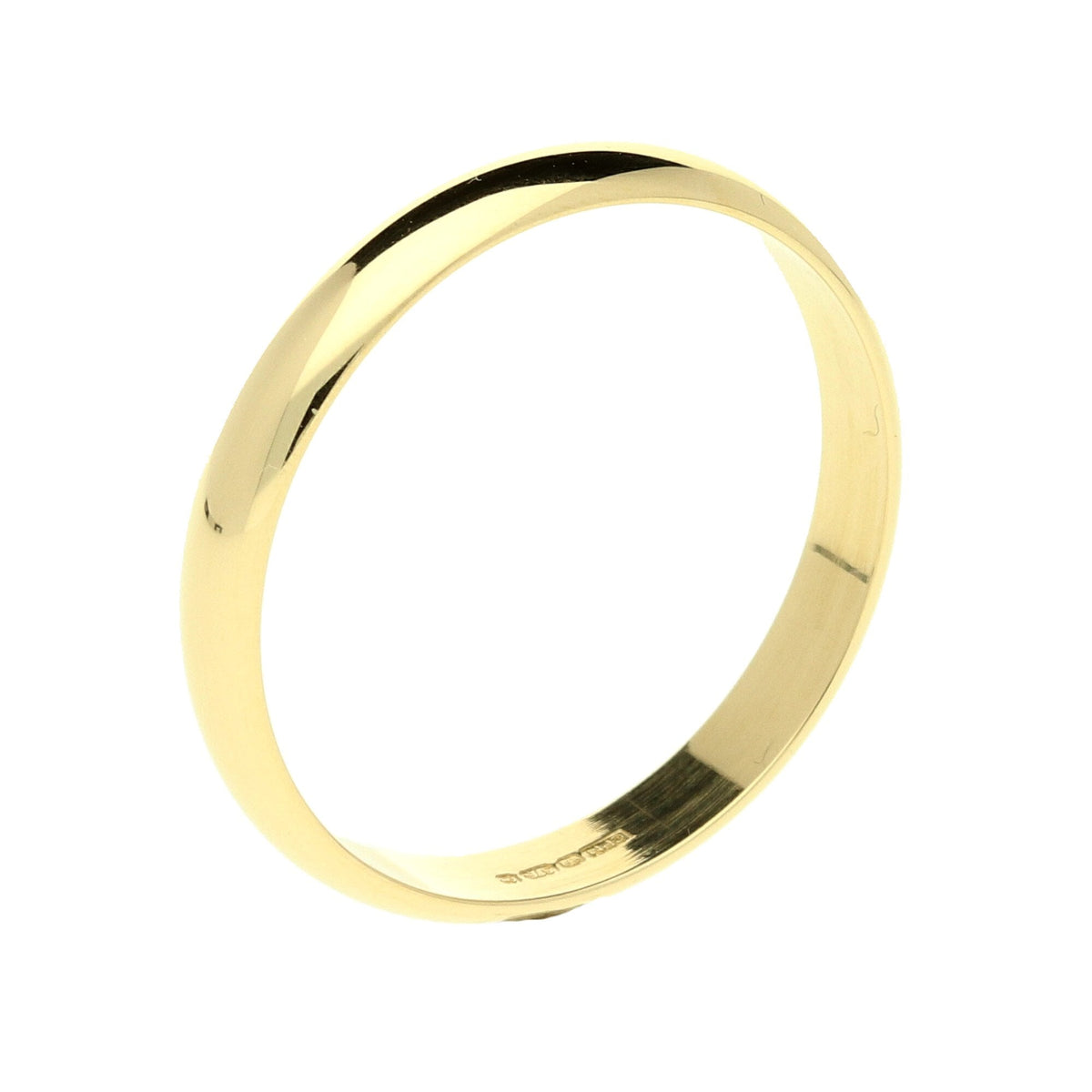 Ladies 9ct Yellow Gold 3mm D Shape Wedding Ring - 1.7g