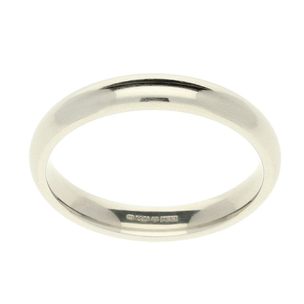 Ladies Platinum Court Wedding Ring - 3mm - Size M