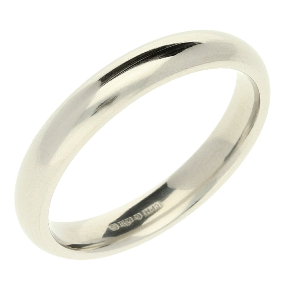 Ladies Platinum Court Wedding Ring - 3mm - Size M