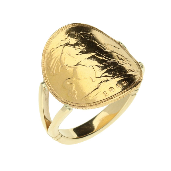 1903 Bent-Over Half Sovereign Ring - 6.3g