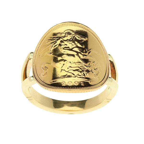 2001 Bent-Over Half Sovereign Ring - 6.4g