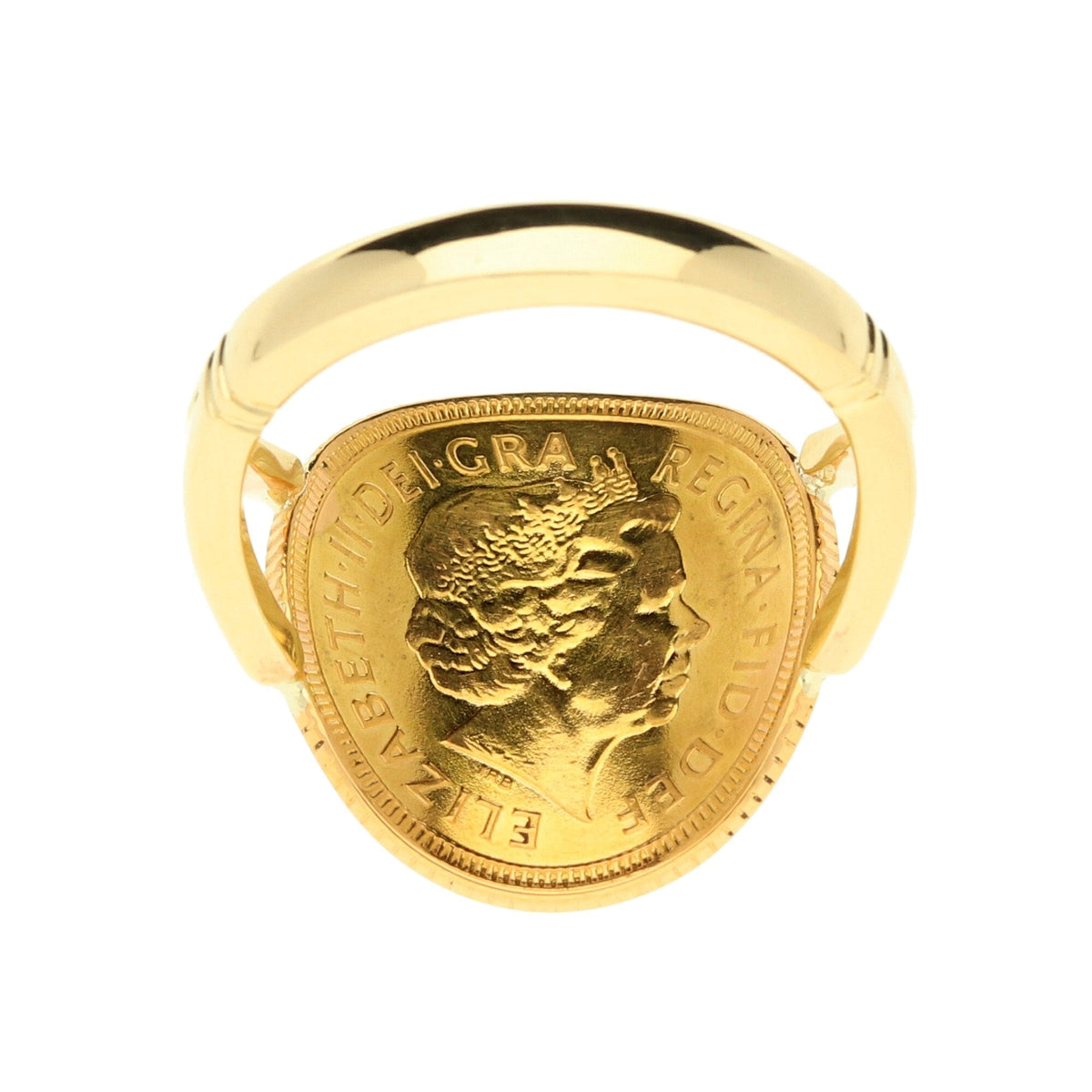 2001 Bent-Over Half Sovereign Ring - 6.4g