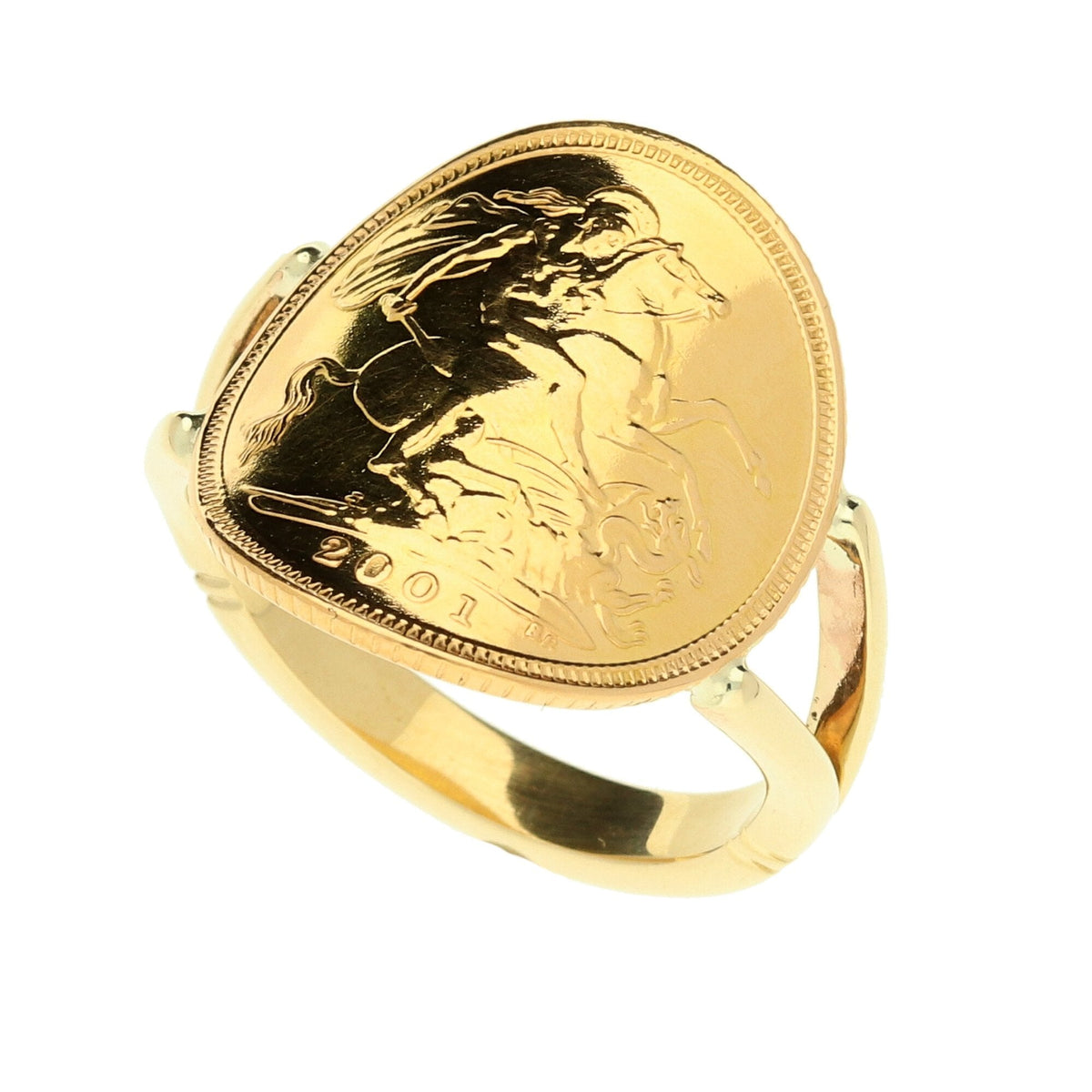 2001 Bent-Over Half Sovereign Ring - 6.4g