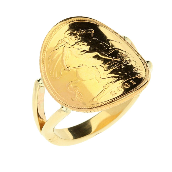 2001 Bent-Over Half Sovereign Ring - 6.4g