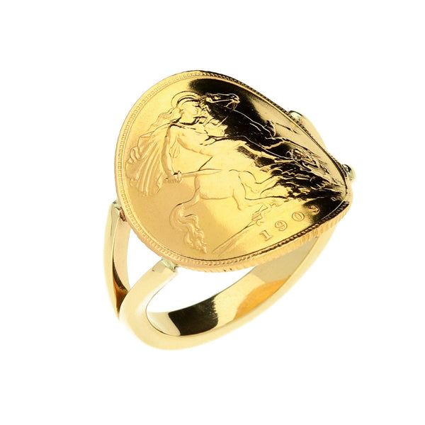 1909 Bent-Over Half Sovereign Ring - 6.7g