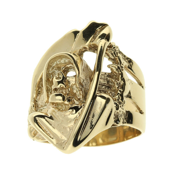 9ct Yellow Gold Grim Reaper Ring - 19.5g