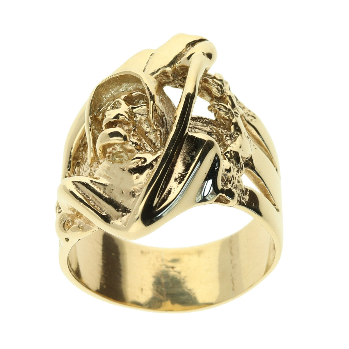 9ct Yellow Gold Grim Reaper Ring - 19.5g