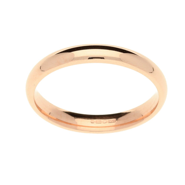 9ct Rose Gold 3mm Court Wedding Ring - 2.80g