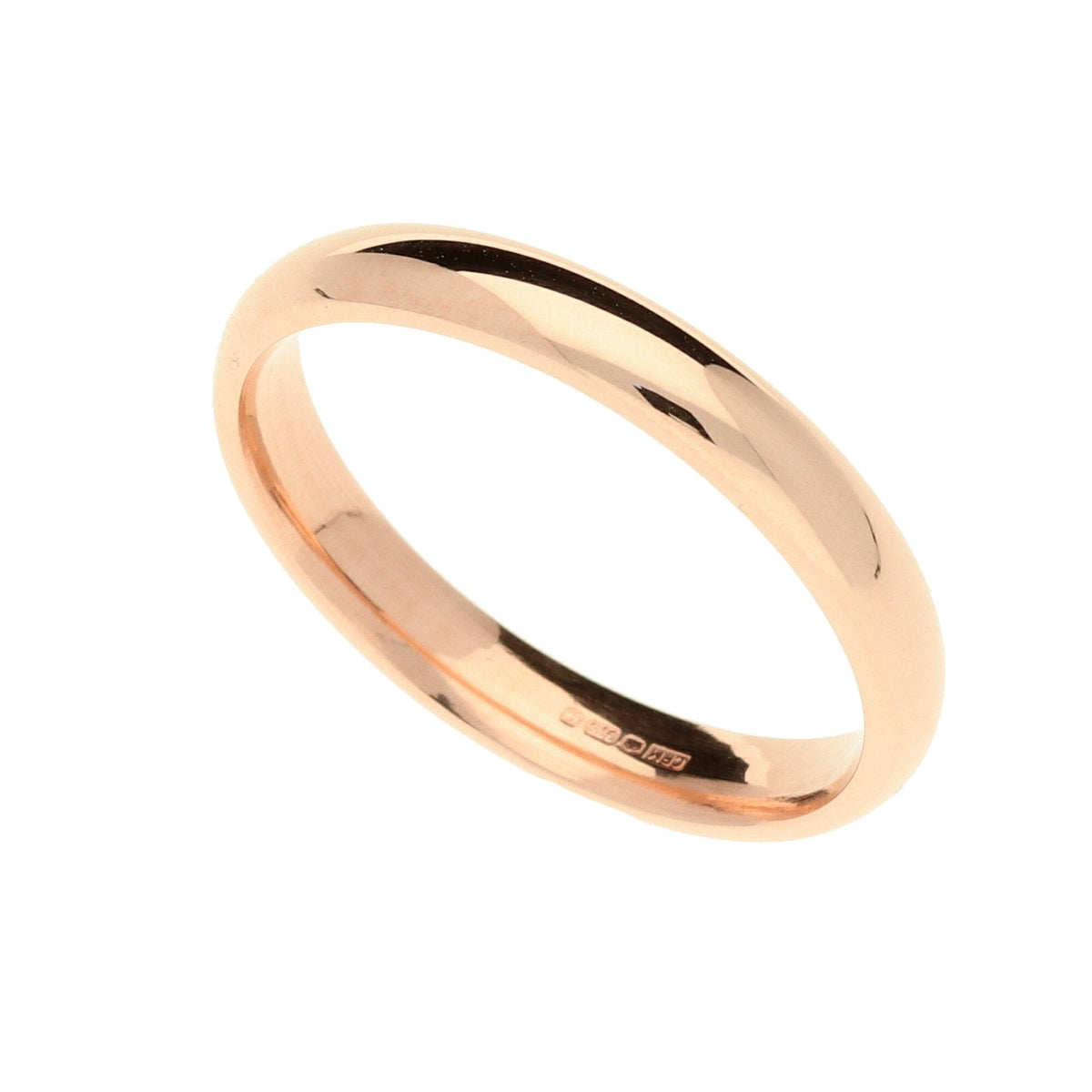 9ct Rose Gold 3mm Court Wedding Ring - 2.80g