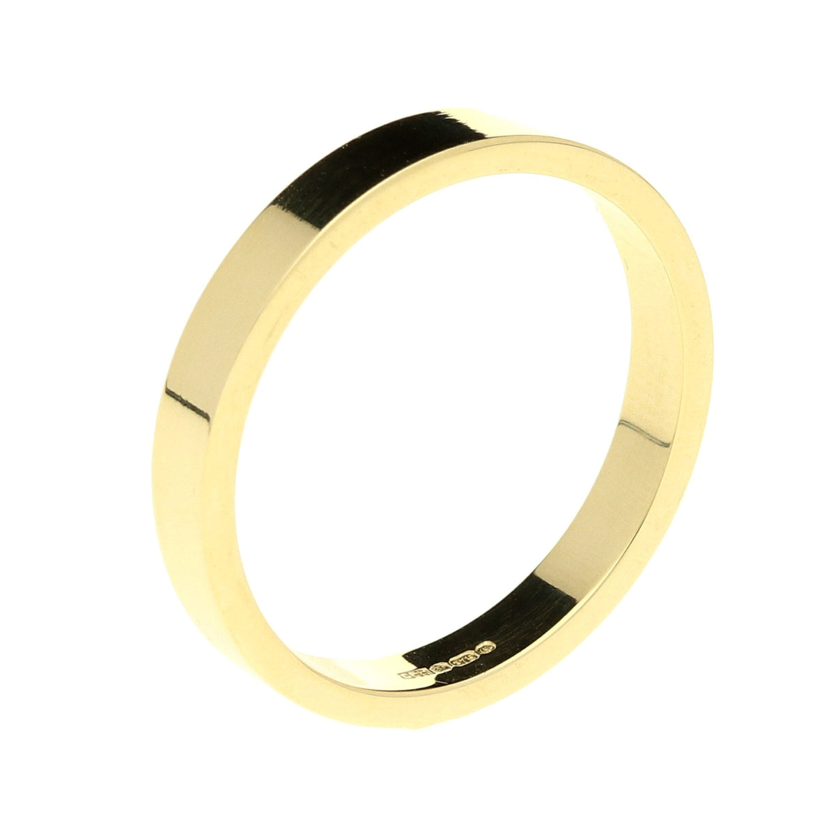 9ct Yellow Gold 3mm Flat Wedding Band - 2.9g
