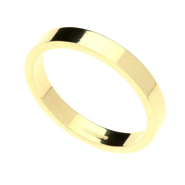 9ct Yellow Gold 3mm Flat Wedding Band - 2.9g