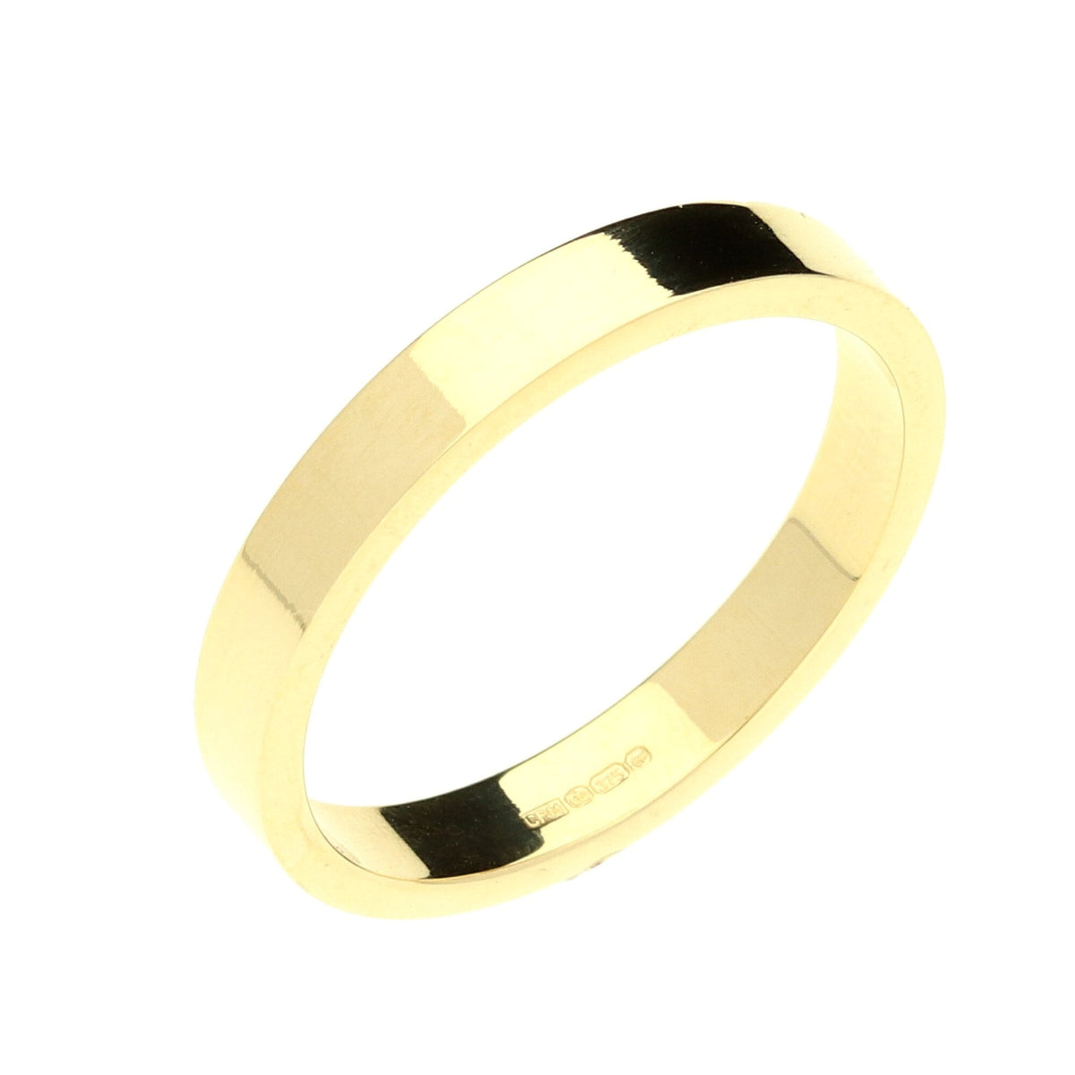 9ct Yellow Gold 3mm Flat Wedding Band - 2.9g