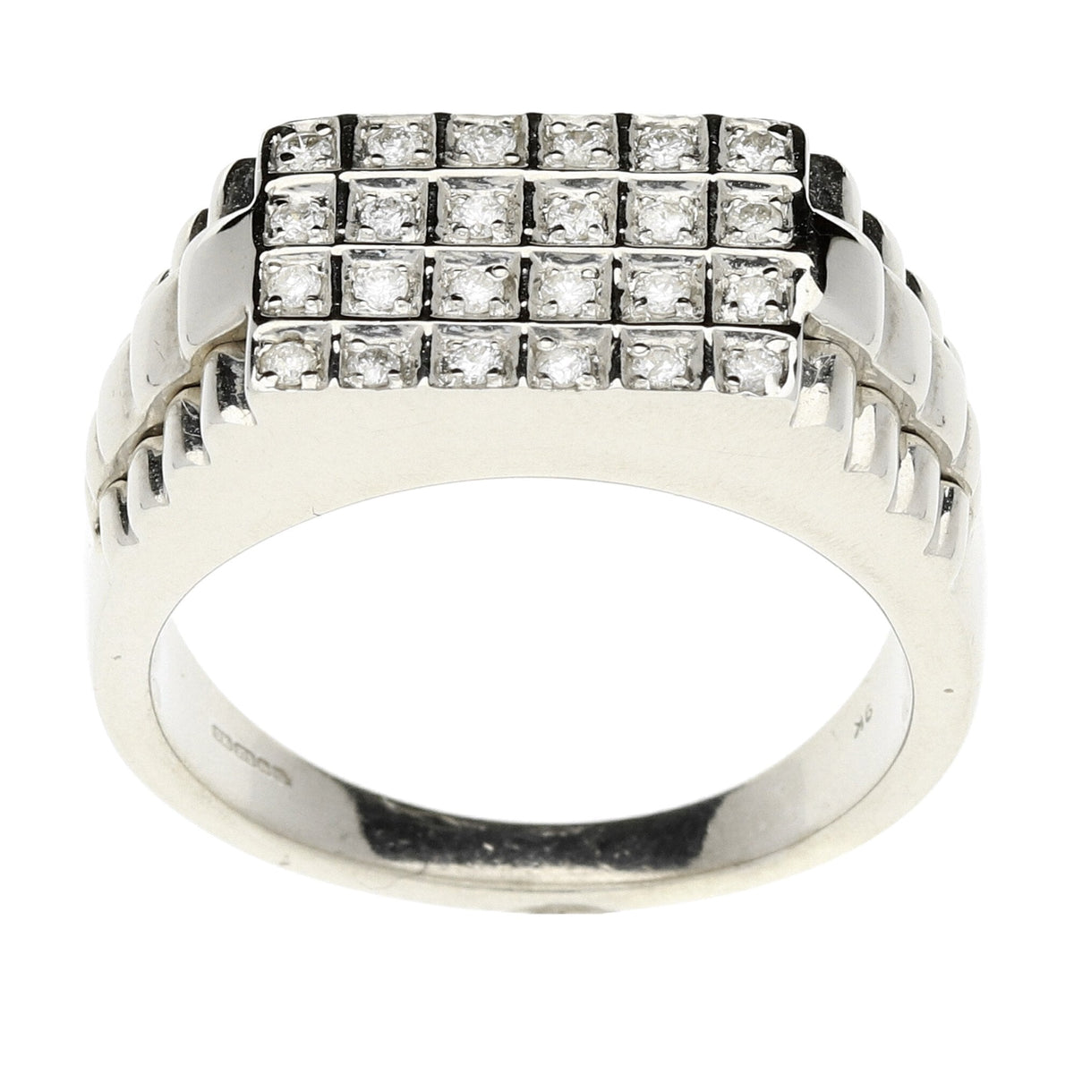 9ct White Gold 0.50ct Diamond Set Mens Ring - 7.9g