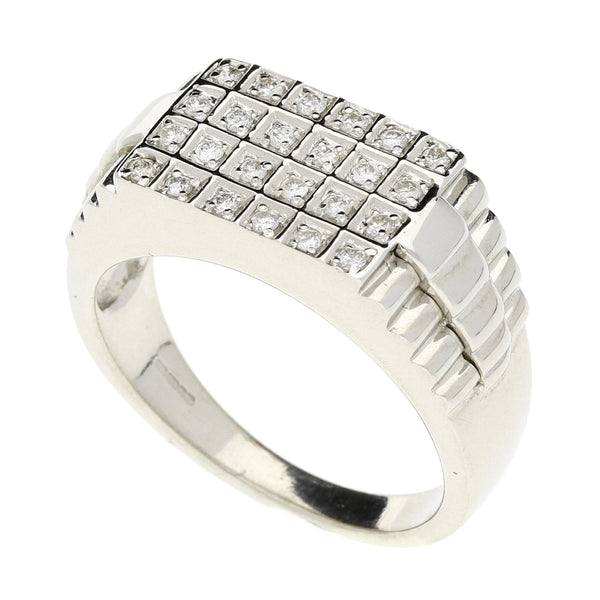 9ct White Gold 0.50ct Diamond Set Mens Ring - 7.9g