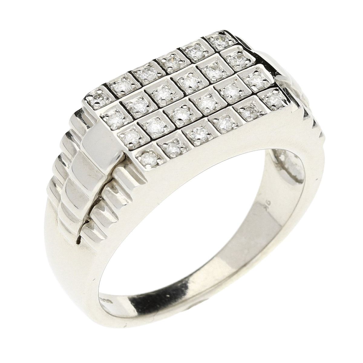 9ct White Gold 0.50ct Diamond Set Mens Ring - 7.9g