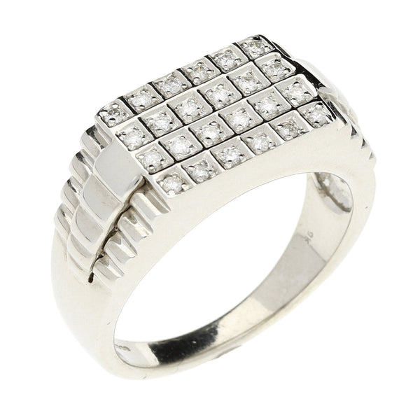 9ct White Gold 0.50ct Diamond Set Mens Ring - 7.9g