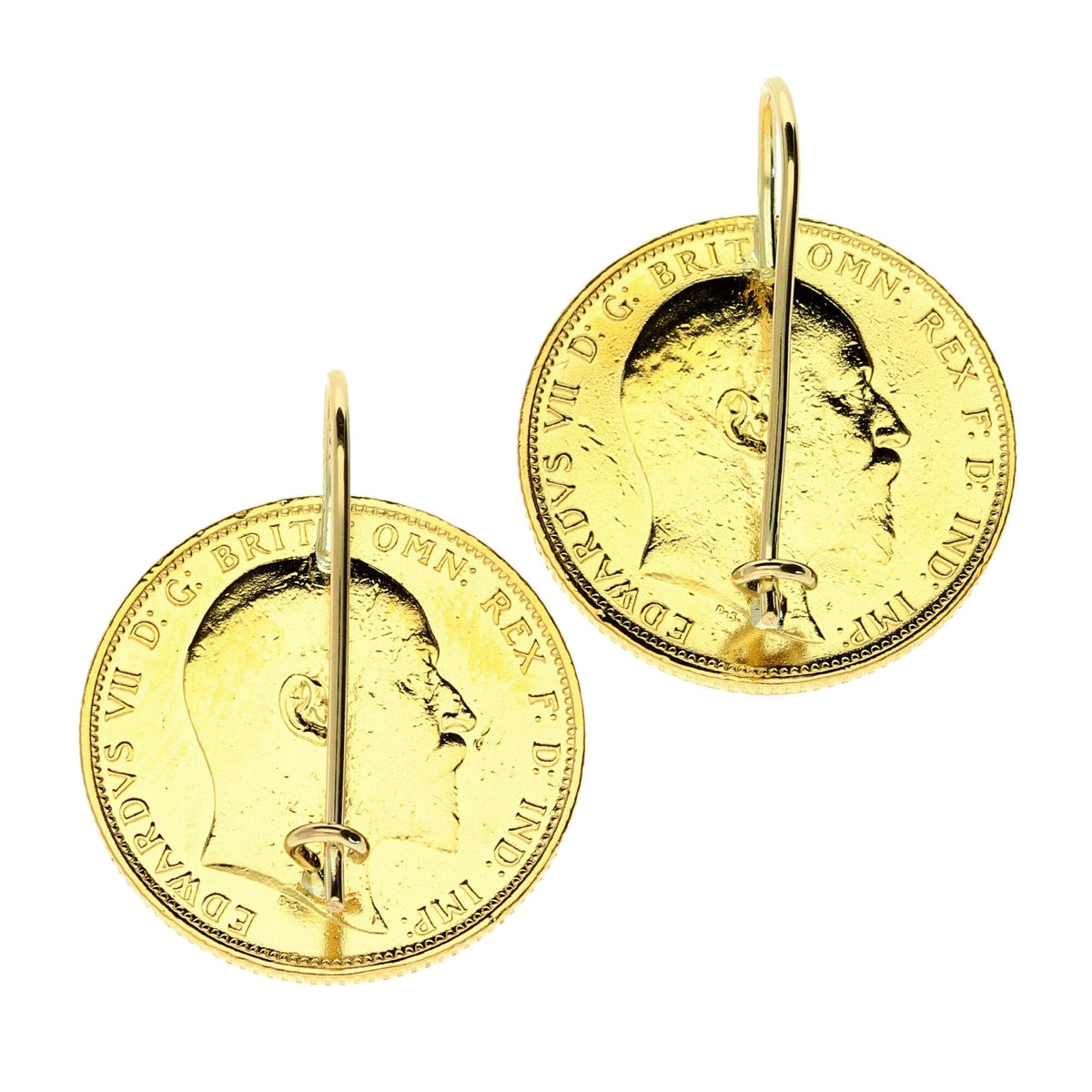 1905 Full Sovereign King Edward VII Earrings - 16.5g